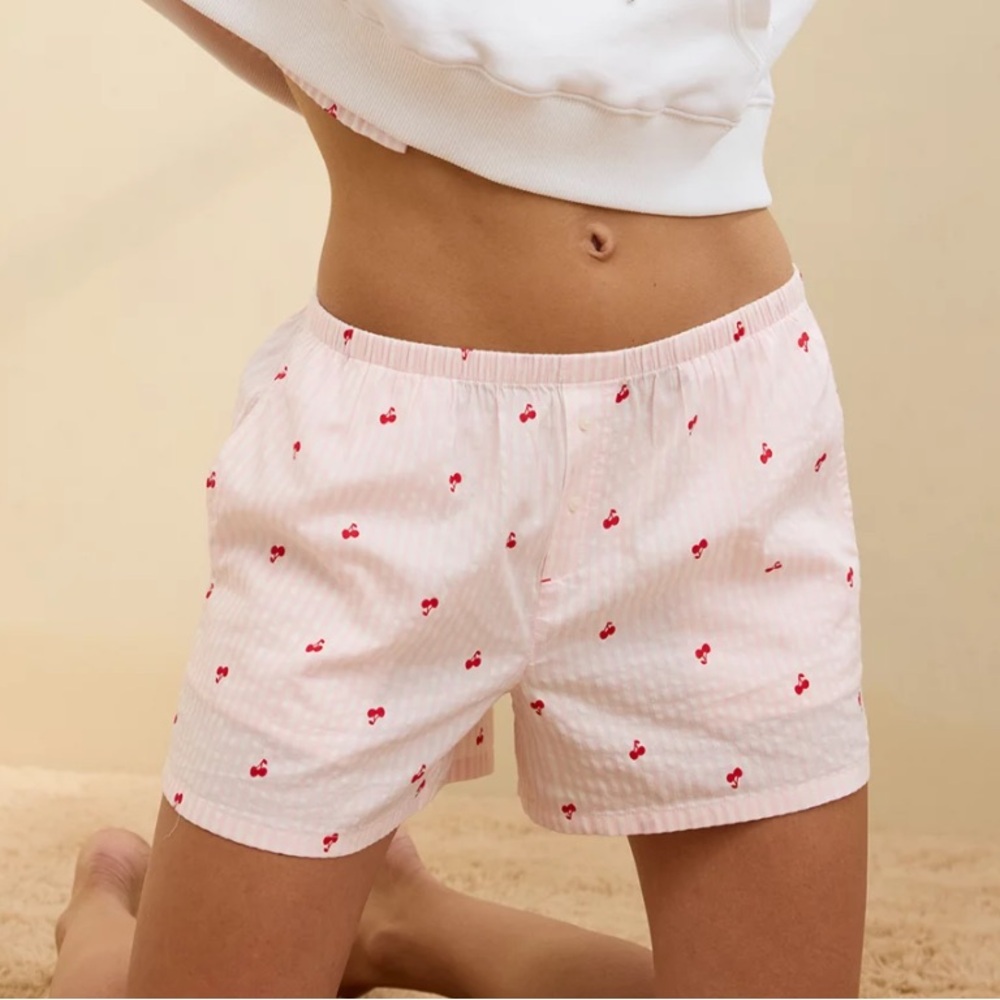 NWT AERIE OFF-DUTY SEERSUCKER BOXER - BLOOM🌸🍒💗, Sz.S, BNWTIB✨RARE🌟FIND✨ - Picture 3 of 12